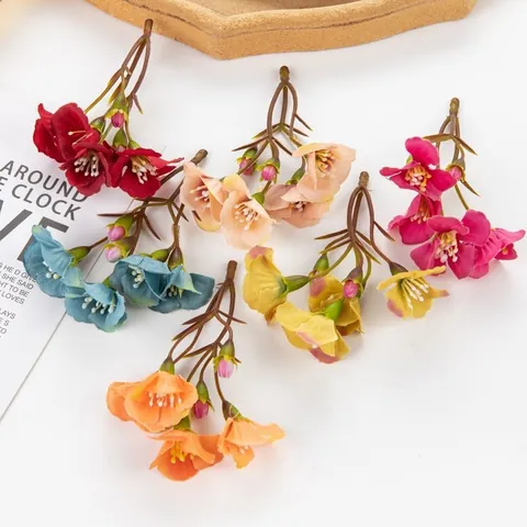 Ramo de Flores Artificiales DIY Accesorio de Tocador Hecho a Mano Tallos de Flores de Seda Para Boda Decoración del Hogar