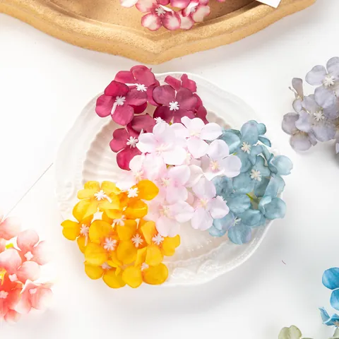 Têtes De Fleurs D'Hortensia Artificielles En Satin Réalistes Matériel De Bricolage Mariage Fête Décoration Maison