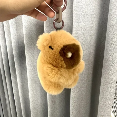 Echte Rex Konijnenbont Capibara Pluche Sleutelhanger Schattig Cartoon Dier Tas Hanger Decoratie Voor Koppels Vrouwen Mannen Kinderen Cadeau