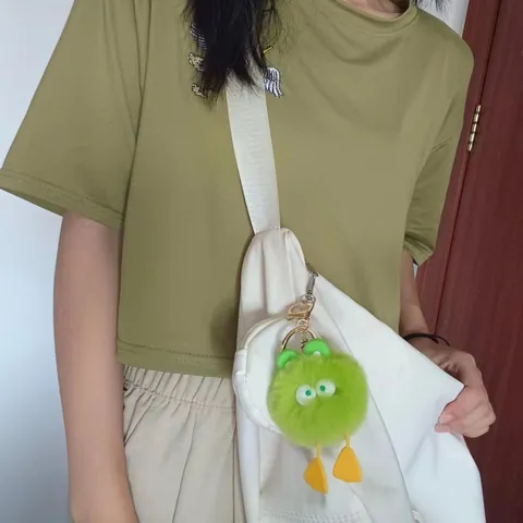Cute Monster Duck Plush Keychain Faux Fur Pom Pom Bag Charm For Backpack Car Key Ring Women Girls Gift Accessory