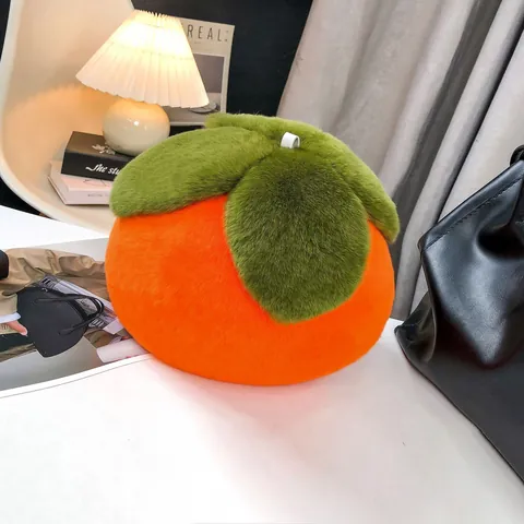 Simpatico Portachiavi in Peluche a Forma di Cachi e Zucca in Ecopelo di Coniglio Ciondolo per Borsa Frutta Soffice Ornamento da Scrivania Regalo Ragazze