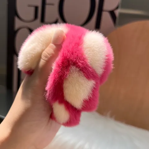 Süße Katzenpfote Rex Kaninchenfell Schlüsselanhänger Plüsch Tasche Anhänger Flauschiger Auto Schlüsselring Für Schultasche Damen Geschenk