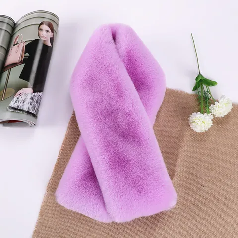 Women Winter Faux Rabbit Fur Scarf Thick Warm Plush Neck Warmer Soft Solid Color Wrap Scarf Fashion Accessories