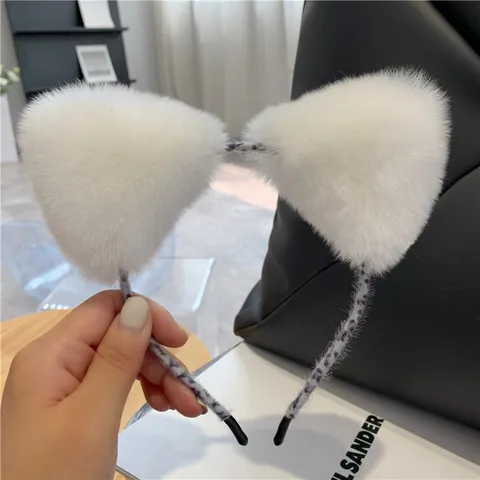 Schattige Pluche Kattenoren Haarband Imitatie Konijnenbont Luipaardprint Haarband Zachte Pluizige Hoofdband Voor Dames Meisjes Gezicht Wassen Dagelijkse Haaraccessoires