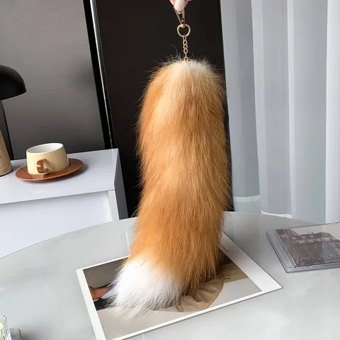 Ciondolo per Borsa in Vera Pelliccia di Volpe Portachiavi a Coda di Animale Soffice per Borsa Zaino Accessori Cosplay