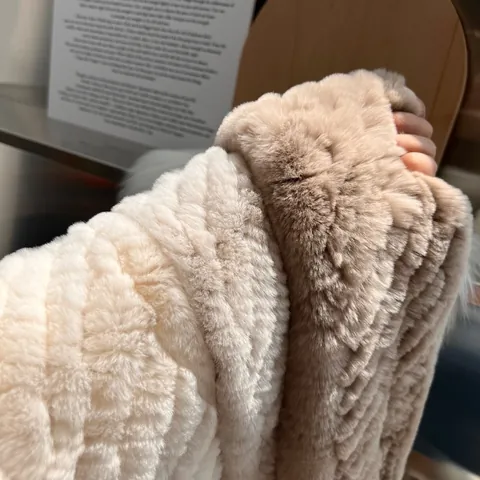 Luxury Faux Rex Rabbit Fur Woven Scarf For Women Thickened Warm Neck Warmer With Pom Pom Winter Elegant Solid Color Soft Scarf