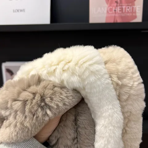 Women's Real Rex Rabbit Fur Scarf Plush Thickened Warm Cross Muffler Korean Style Solid Color Neck Warmer For Winter Outdoor