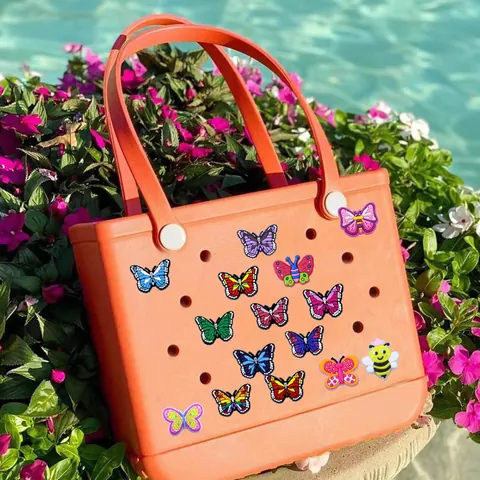Adornos para Bolsos de PVC Mariposa Abeja Para Bolsos de Playa con Agujeros Accesorios DIY Decoración de Zapatos de Pegamento