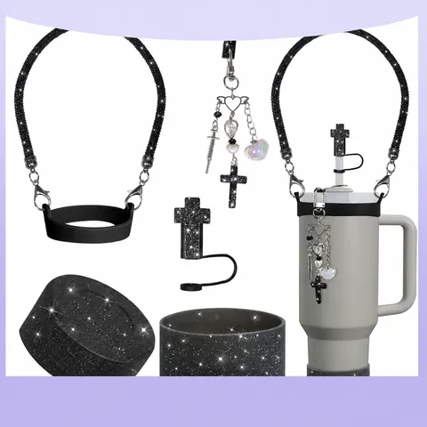 Tumbler Accessories Set Silicone Boot Straw Cover Charms Handle Strap Decorative Components For Large Capacity Vacuum Cups