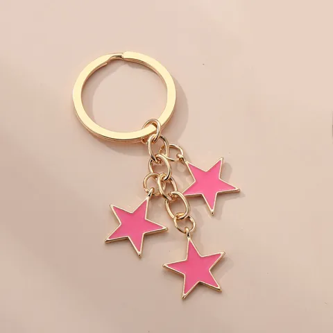 Mode Legierung Stern Schlüsselanhänger Emaille Tropföl Fünfzackiger Stern Tasche Anhänger Vergoldeter Stern Schmuck Für Damen