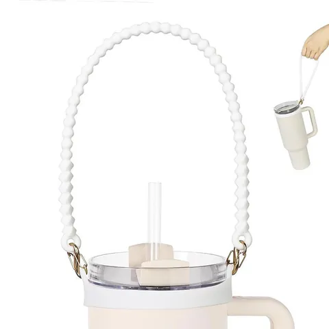 Silicone Beaded Water Bottle Sling Strap Compatible With Stanley 40oz Cup Handle Portable Carrying Holder For Outdoor Travel Hiking