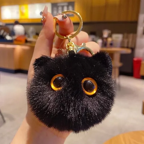 Süßer Rex Kaninchenfell Katze Plüschball Schlüsselanhänger Für Damen Rucksack Anhänger Flauschig Große Augen Geschenk