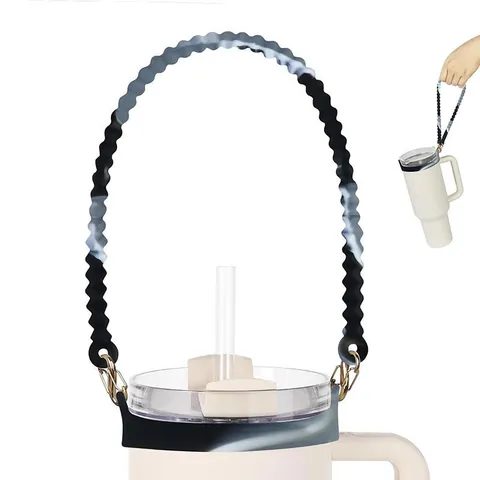 Silicone Water Bottle Strap Lanyard Beaded Cup Sling Holder Portable Handle Tumbler Accessories