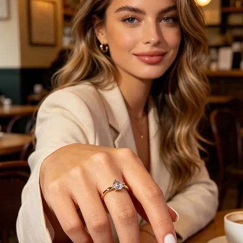 Anillo Abierto Ajustable de Aleación Minimalista con Strass Redondo Color Dorado Anillo de Dedo Geométrico de Moda para Mujer Joyería