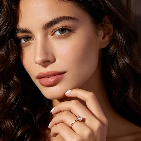 Anillo Abierto Ajustable de Aleación Minimalista con Strass Redondo Color Dorado Anillo de Dedo Geométrico de Moda para Mujer Joyería
