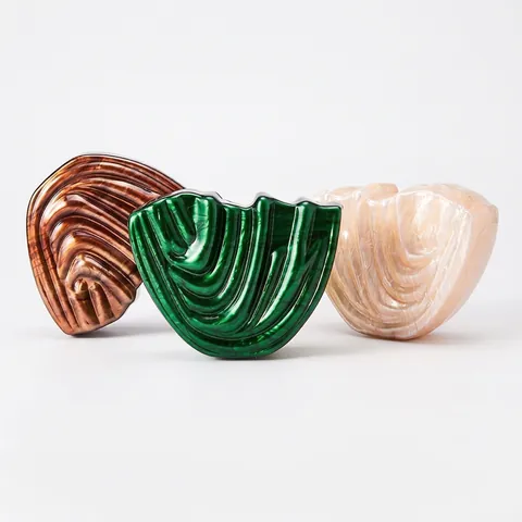 Evening Clutch Bag Acrylic Shell Shape Marble Pattern Chain Strap Elegant Party Wedding Fashion Handbag For Women