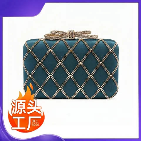 Elegante Pochette Da Sera In Raso Da Donna Con Strass A Rombi E Fiocco Borsa Rigida Per Matrimoni E Feste