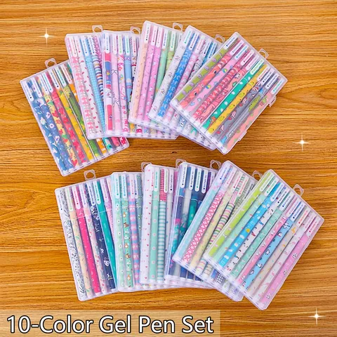 Aesthetic Gel Pen Set Multi Color Ink Fine Tip For Students Journaling Cute Cartoon Writing Pens Office School Supplies