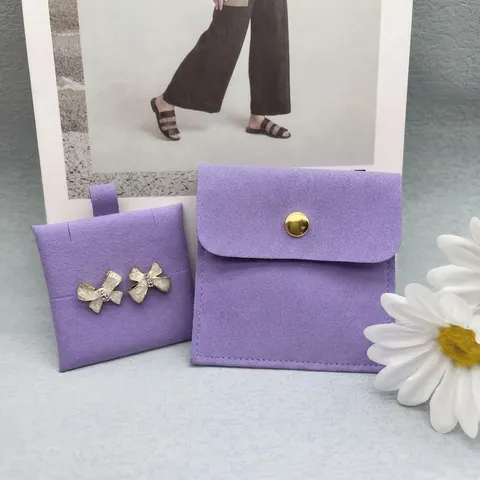 Schmuckbeutel Aus Mikrofaser Samt Umschlag Tasche Mit Metall Druckknopf Für Halsketten Ohrringe Ringe Geschenkverpackung
