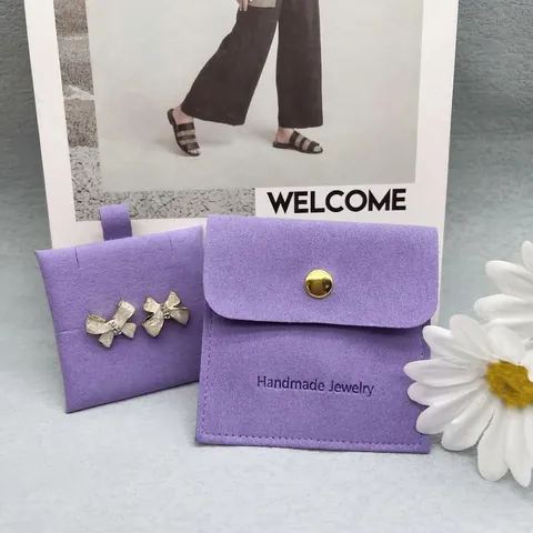 Microfiber Velvet Jewelry Storage Bag Envelope Pouch With Metal Snap Button For Necklaces Earrings Rings Gift Packaging