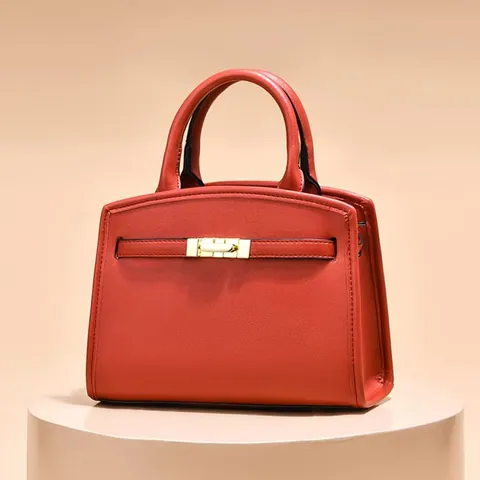 Women Color Block Handbag PU Leather Large Capacity Crossbody Shoulder Bag With Top Handle And Gold Hardware Twist Lock