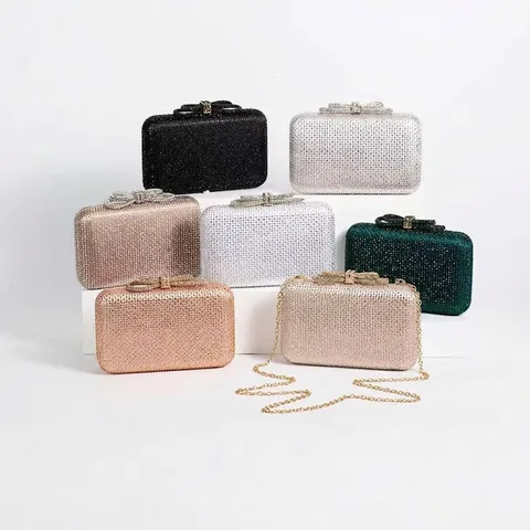 Elegante Pochette Da Sera Con Strass E Chiusura A Fiocco Luccicante Borsa Da Mano Di Lusso Per Festa Matrimonio Donna