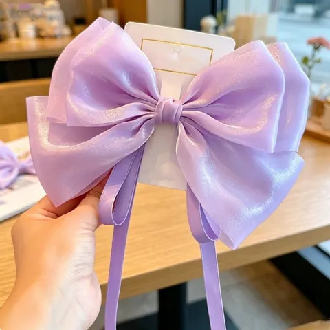 Pinzas De Pelo Con Lazo Grande Para Niñas Estilo Hada Gasa Perla Artificialda Cintas Largas Horquilla Accesorios De Princesa