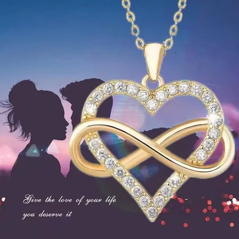 Collier Pendentif Cœur Infini en Argent Sterling 925 pour Femme avec Strass Incrustés Bijoux Élégants Minimalistes Cadeau d'Anniversaire
