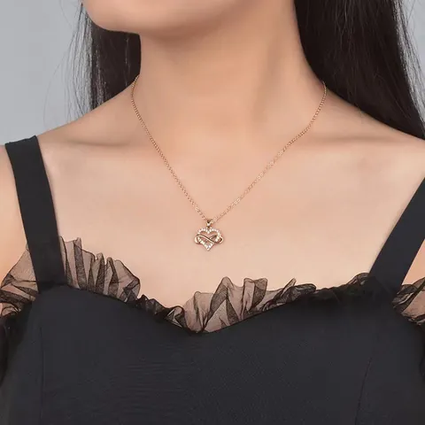 Collier Pendentif Cœur Infini en Argent Sterling 925 pour Femme avec Strass Incrustés Bijoux Élégants Minimalistes Cadeau d'Anniversaire