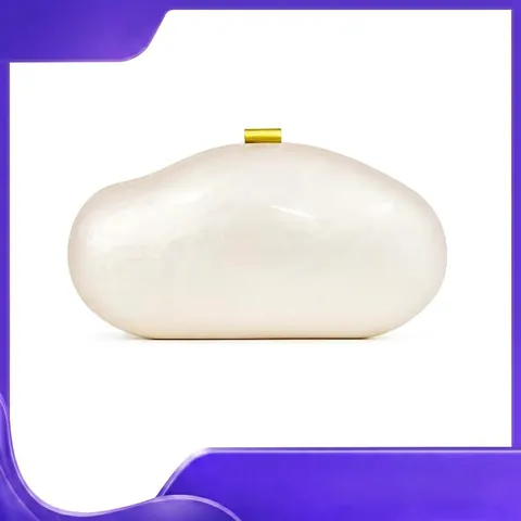 Acrylic Evening Clutch Bag Artificial Pearl Texture Hard Shell Elegant Party Crossbody Purse With Chain For Wedding