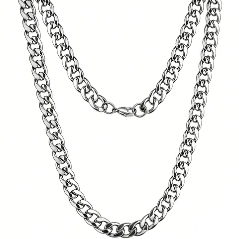 Minimalist Stainless Steel Curb Chain Necklace For Men Hip Hop Streetwear Jewelry Thick Gold Black Silver Metal Link Chain For Party
