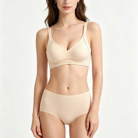 Completo Intimo Donna Senza Cuciture Senza Ferretto in Nylon Supporto Morbido Traspirante Set Lingerie Quotidiano Casual