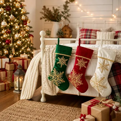 Samt Weihnachtssocke Mit Gold Pailletten Schneeflocke Feiertag Hängende Dekoration Für Kamin Weihnachtsbaum Geschenktüte