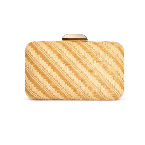 Woven Straw Evening Clutch Bag With Metal Clasp And Chain Strap Summer Beach Vacation Party Handbag Chic Rectangular