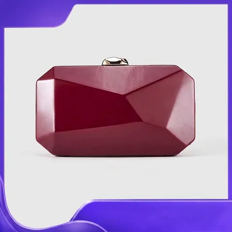 Geometric Faceted Evening Clutch Bag PU Hard Shell Diamond Cut With Chain For Women Party Wedding Prom Elegant Luxury