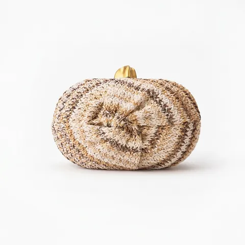 Gewebte Stroh Abendtasche Für Damen Mit Goldenem Metallschloss Und Abnehmbarem Kettenriemen Für Hochzeitsfeiern Boho