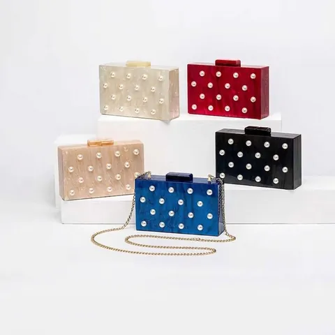 Elegante Abendtasche Aus Acryl Mit Marmortextur Und Künstliche Perlenbesatz Hartschale Box Clutch Mit Kette Für Damen Party
