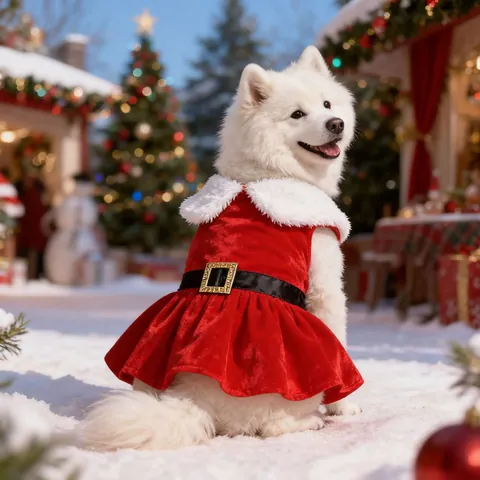 Kerstjurk Voor Huisdieren Zacht Fluweel Honden Vakantie Kostuum Warm Bontrand Kerstman Stijl Voor Kleine Middelgrote Honden Katten