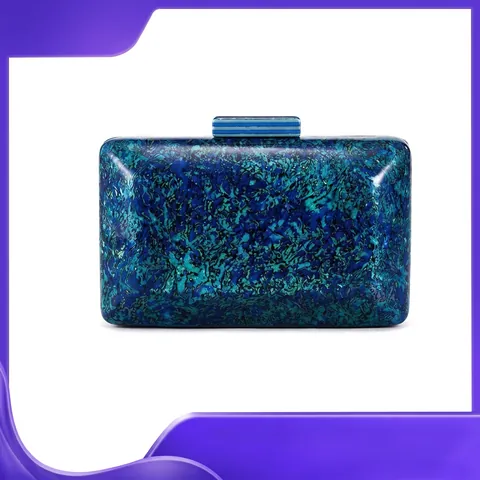 Evening Clutch Bag Acrylic Marble Texture Hard Shell Rectangular Party Handbag With Detachable Chain Strap For Women
