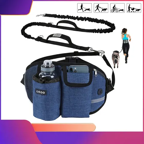 Sac Banane Marche Chien Mains Libres Oxford Réfléchissant Multi Poches Ceinture Course Avec Porte Bouteille Sport