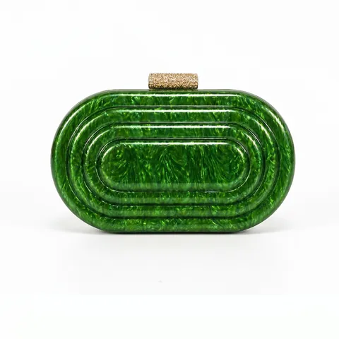 Borsa da Sera Vintage in Acrilico con Trama Marmo Donna Pochette di Lusso con Fibbia Dorata e Catena per Festa