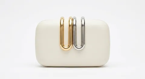 Elegante Bolso De Noche Clutch Para Mujer De Cuero PU Con Hebilla De Doble Anillo De Metal Cierre Entrelazado Bolso Fiesta