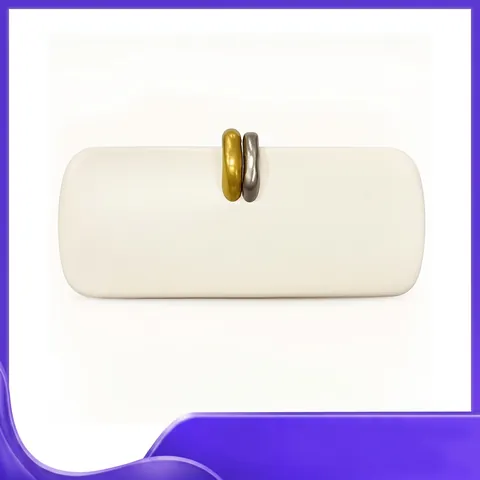Elegant Women Evening Clutch Bag PU Leather With Double Metal Ring Buckle Interlocking Clasp Party Wedding Banquet Bag