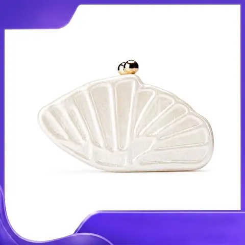 Acryl Muschel Abend Clutchtasche Damen Fächerförmig Marmor Perlmutt Textur Handtasche Mit Goldener Kugelschließe Für Party
