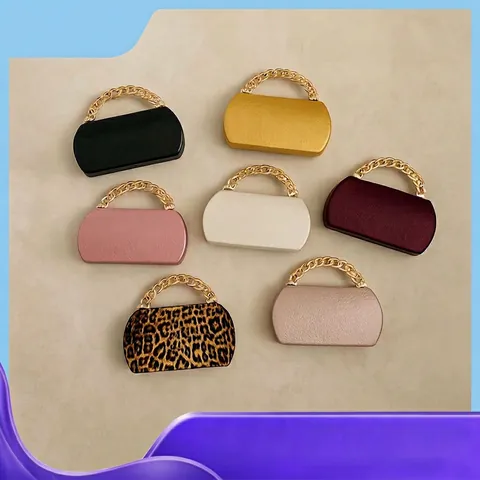 Elegant Evening Clutch Bag PU Leather Oval Handbag With Thick Gold Chain Handle Crossbody Party Shoulder Purse For Women