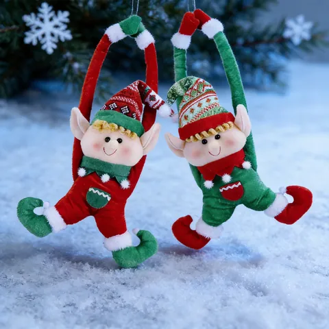 Weihnachtself Puppe Plüsch Ornament Spitzer Hut Stoff Baum Hängen Dekoration Feiertag Haus Party Dekor