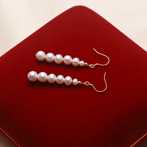 Boucles d'Oreilles Pendantes Élégantes en Perles d'Eau Douce Dégradées Avec Tige en Argent Sterling 925 Alliage Bijoux Femmes