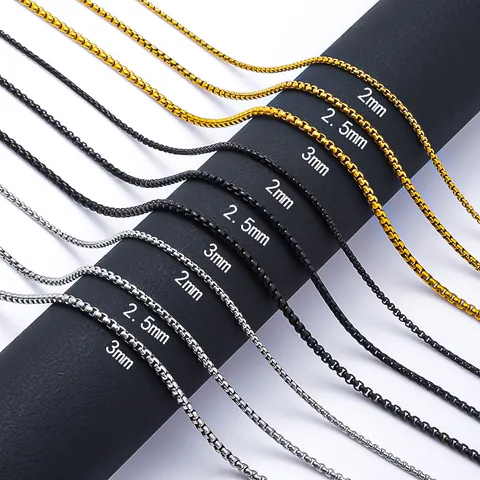 Stainless Steel Box Chain Necklace DIY Jewelry Making Chains For Men Women Minimalist Lobster Clasp Basic Necklace Chain