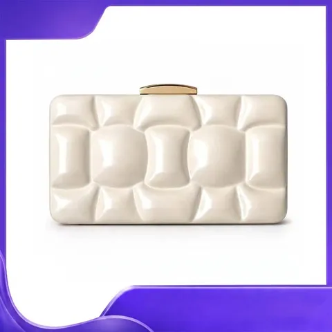 Acrylic Abend Clutch Tasche Metallic 3D Gesteppt Bubble Textur Schick Elegant Damen Party Hochzeit Handtasche Kettengurt