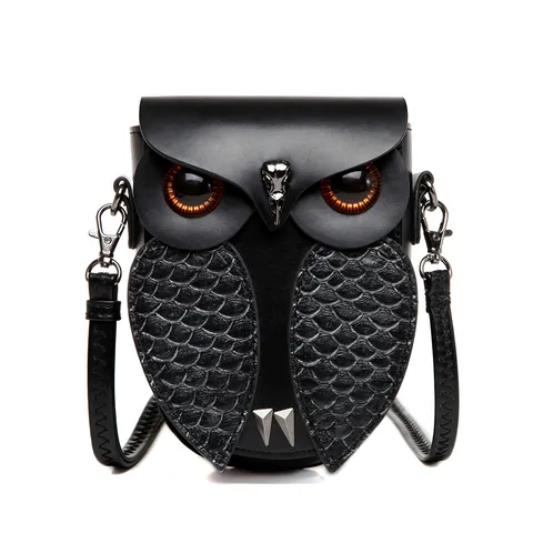 Borsa a Tracolla a Forma di Gufo Steampunk per Donna Retro Gothic in Pelle PU Piccola Borsa a Spalla Regolabile Moda